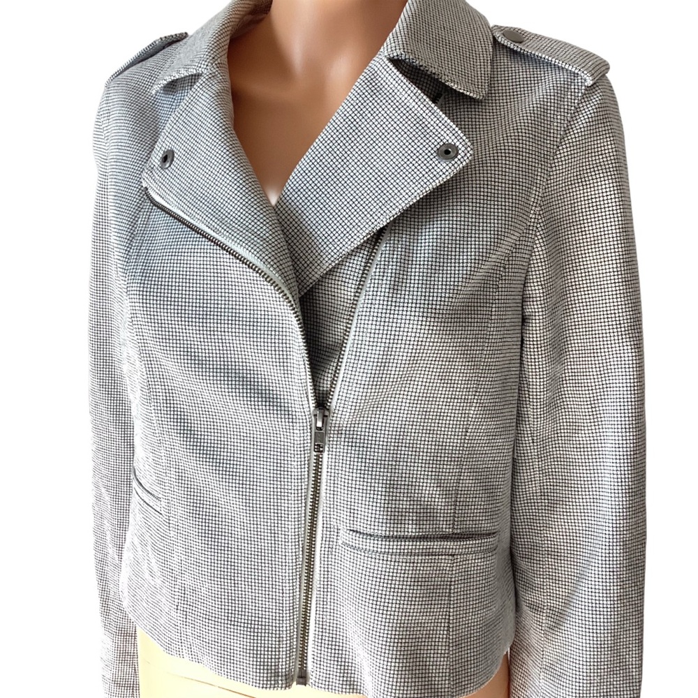 EUC LOFT Black & White Pattern Moto Jacket